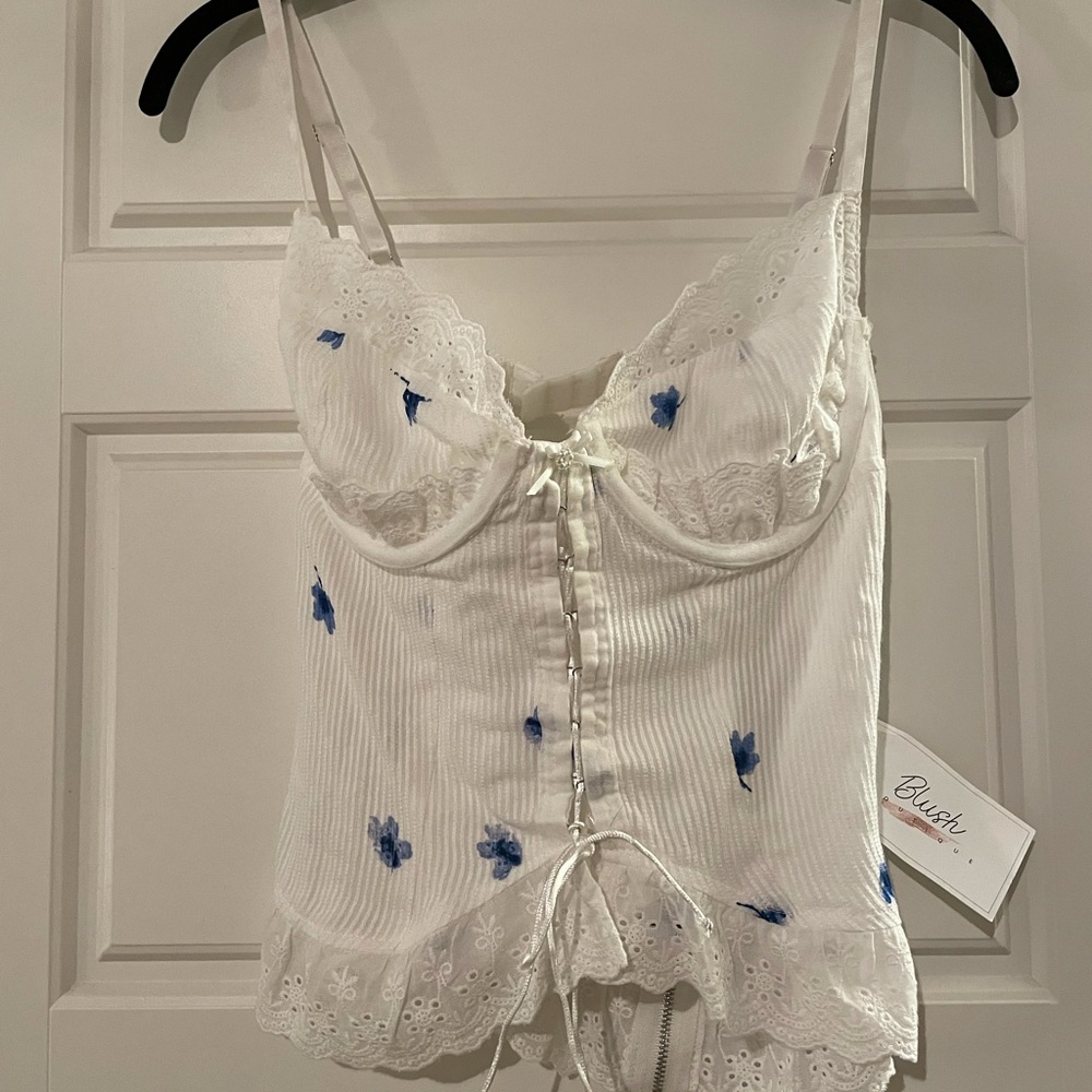 Blush Boutique White & Blue Corset